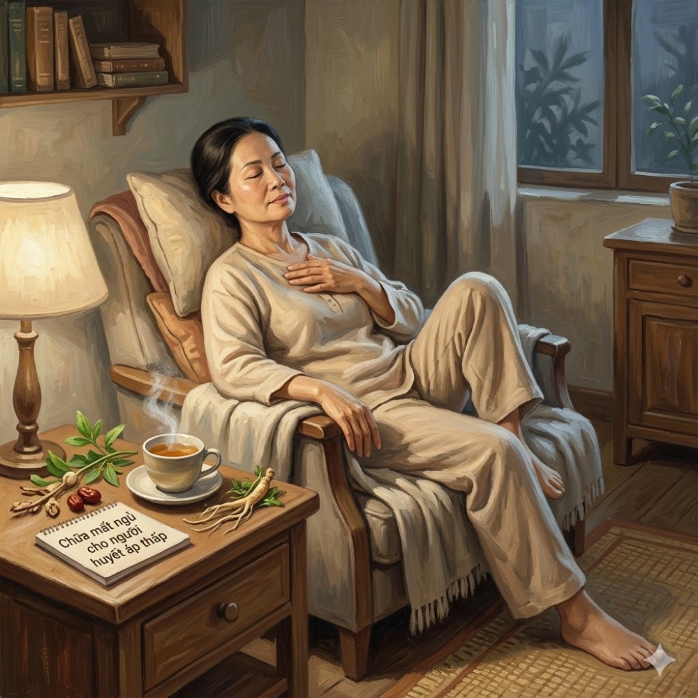chữa mất ngủ cho người huyết áp thấp