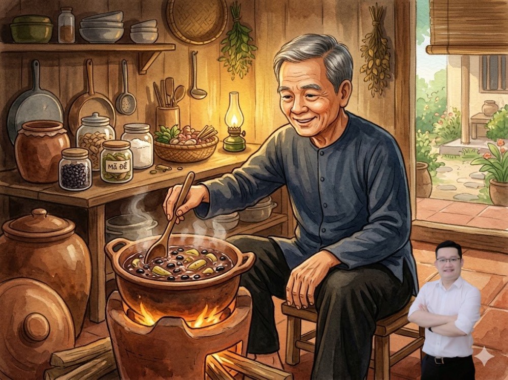 Mã đề nấu đậu đen